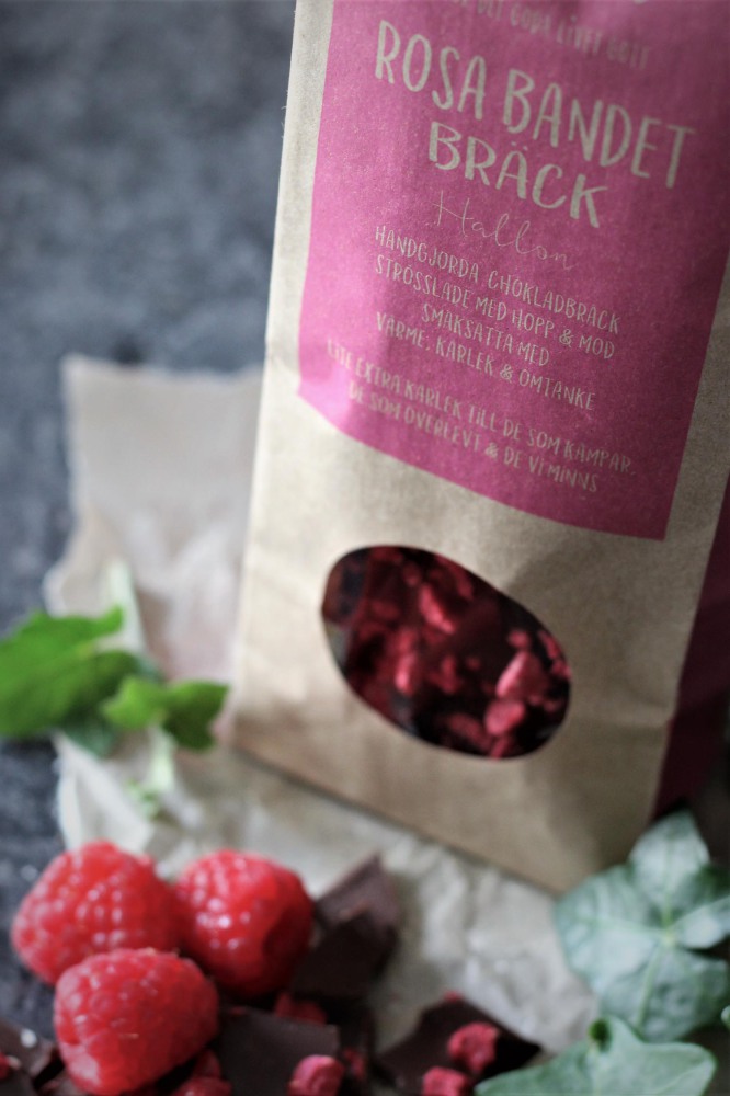 Chokladbräck Rosa Bandet (Hallon) från Majas Lyktor/Barncancerfonden